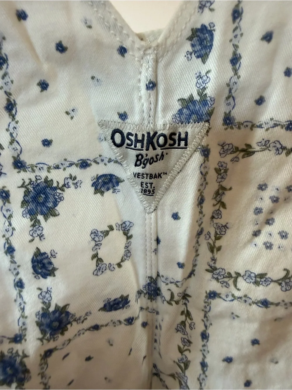 NWT oshkosh denim floral patchwork print toddler overalls